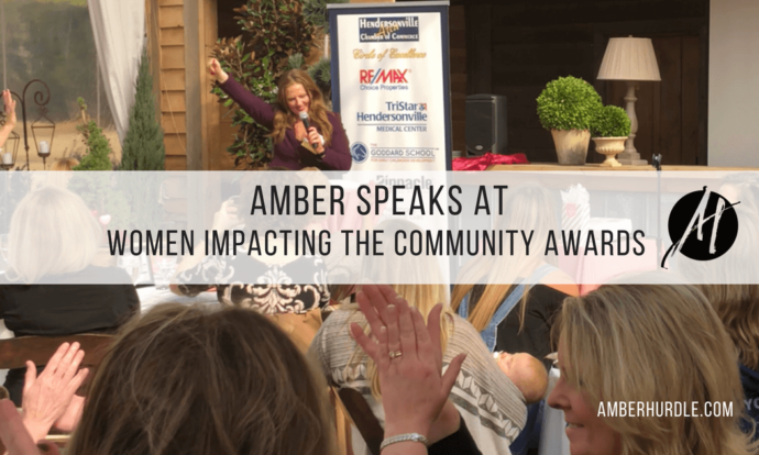 Amber Hurdle speaking at Women Impacting the Community Awards Banquet in Hendersonville, Tennessee